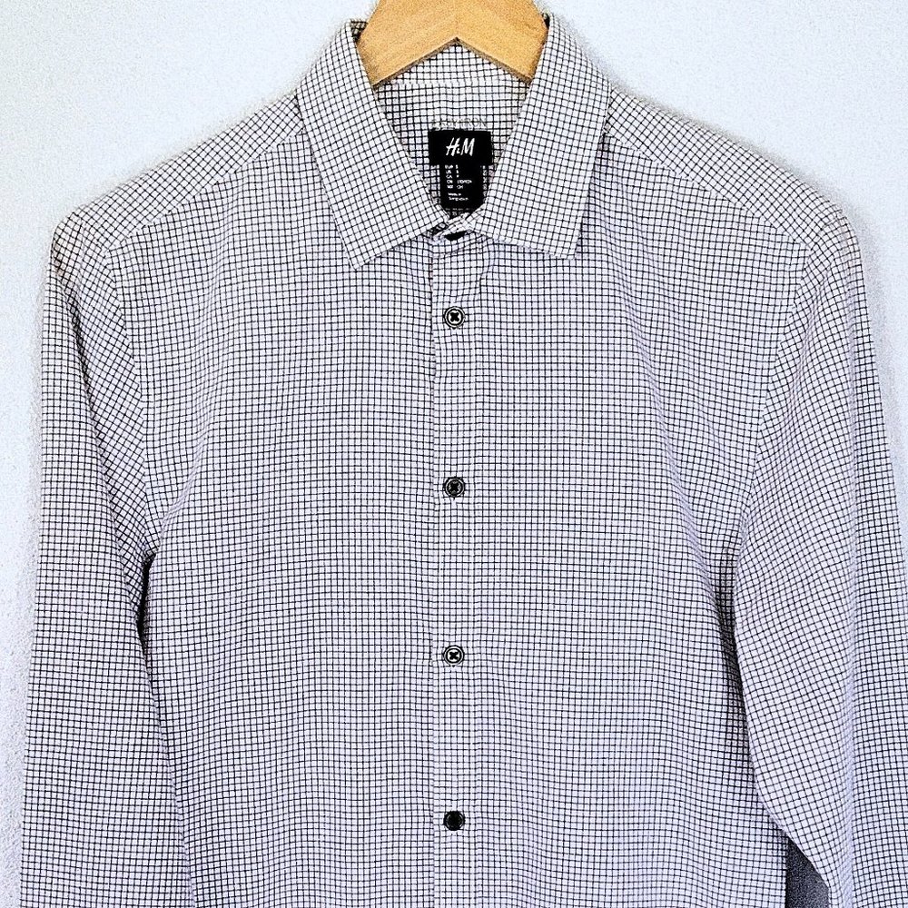 H&M Black & White Check Dress Shirt - Small